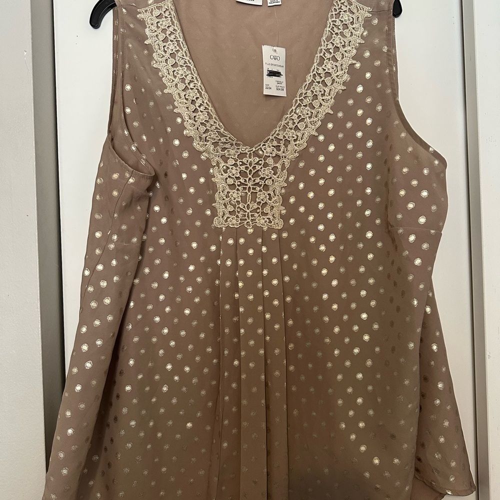 Cato Gold Polka Dot Lace Top